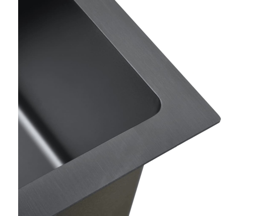 vidaXL virtuves izlietne, nerūsējošs tērauds, melna