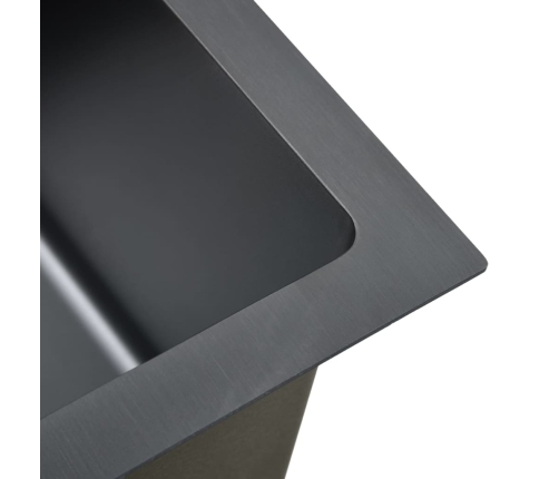 vidaXL virtuves izlietne, nerūsējošs tērauds, melna