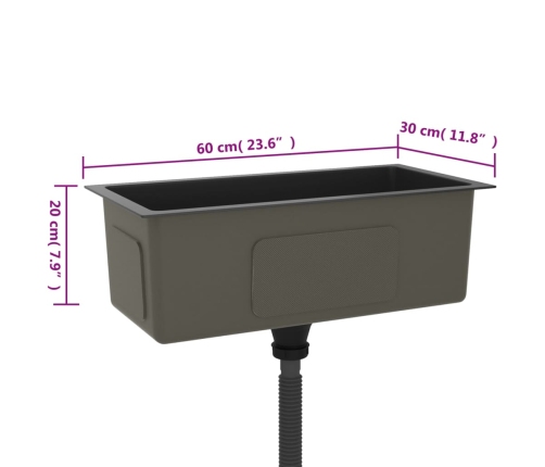 vidaXL virtuves izlietne, nerūsējošs tērauds, melna