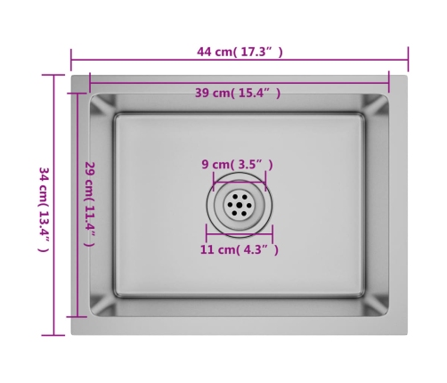 vidaXL virtuves izlietne, nerūsējošs tērauds