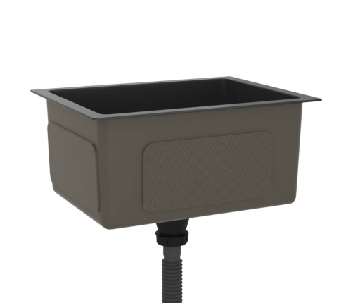 vidaXL virtuves izlietne, nerūsējošs tērauds, melna