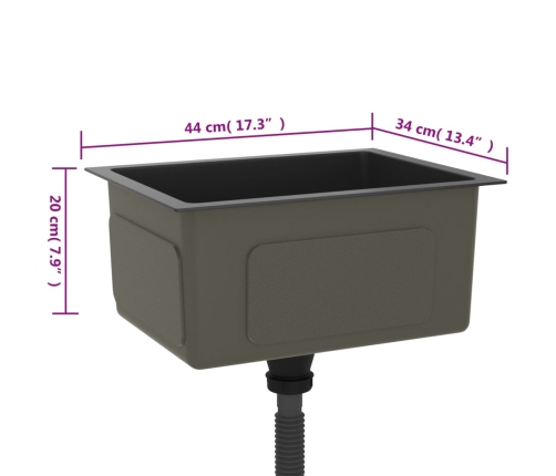 vidaXL virtuves izlietne, nerūsējošs tērauds, melna