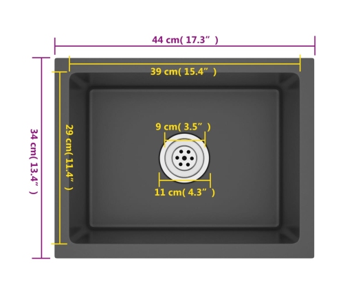 vidaXL virtuves izlietne, nerūsējošs tērauds, melna