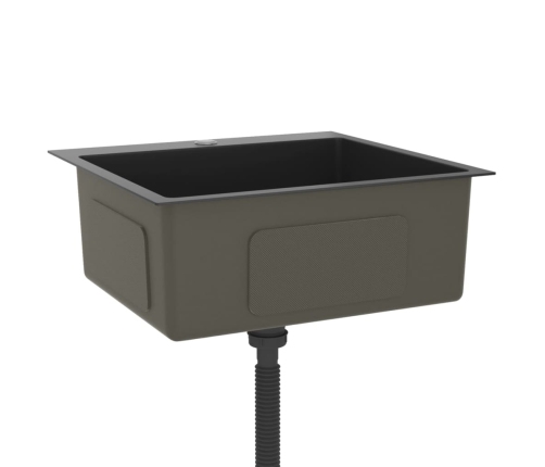 vidaXL virtuves izlietne, nerūsējošs tērauds, melna