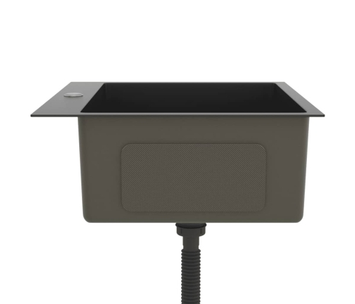 vidaXL virtuves izlietne, nerūsējošs tērauds, melna