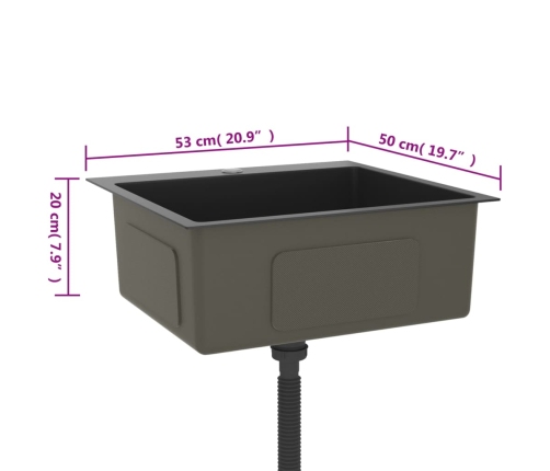 vidaXL virtuves izlietne, nerūsējošs tērauds, melna