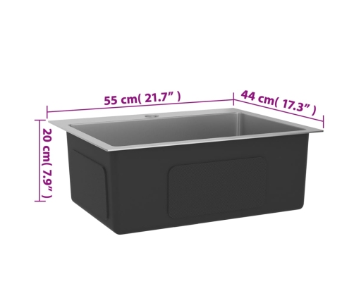 vidaXL virtuves izlietne, nerūsējošs tērauds