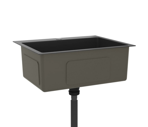 vidaXL virtuves izlietne, nerūsējošs tērauds, melna