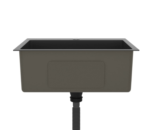 vidaXL virtuves izlietne, nerūsējošs tērauds, melna