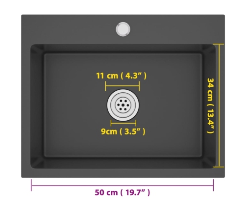 vidaXL virtuves izlietne, nerūsējošs tērauds, melna