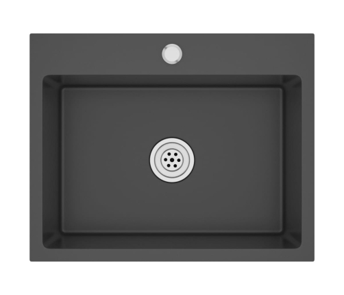 vidaXL virtuves izlietne, nerūsējošs tērauds, melna