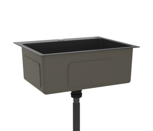 vidaXL virtuves izlietne, nerūsējošs tērauds, melna