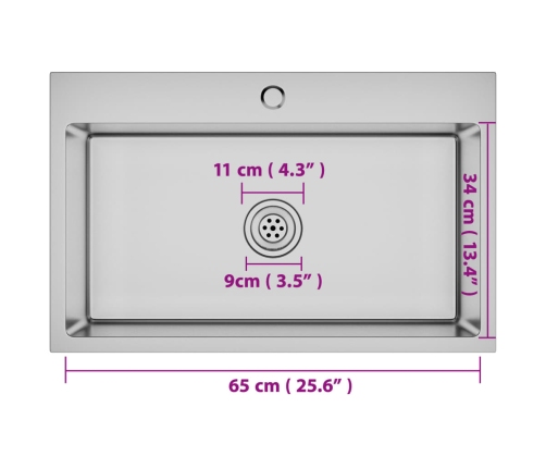 vidaXL virtuves izlietne, nerūsējošs tērauds