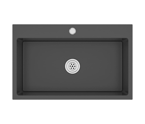 vidaXL virtuves izlietne, nerūsējošs tērauds, melna