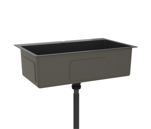 vidaXL virtuves izlietne, nerūsējošs tērauds, melna