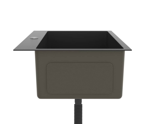 vidaXL virtuves izlietne, nerūsējošs tērauds, melna