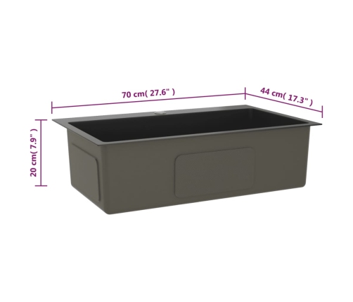 vidaXL virtuves izlietne, nerūsējošs tērauds, melna