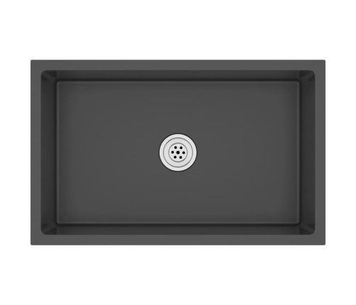 vidaXL virtuves izlietne, nerūsējošs tērauds, melna