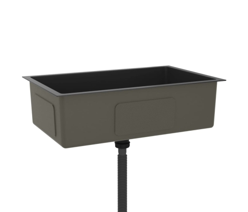 vidaXL virtuves izlietne, nerūsējošs tērauds, melna