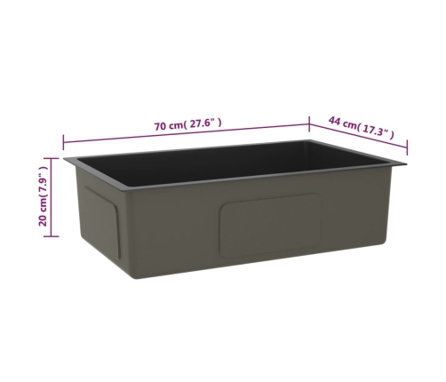 vidaXL virtuves izlietne, nerūsējošs tērauds, melna