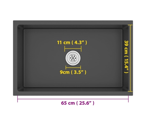 vidaXL virtuves izlietne, nerūsējošs tērauds, melna