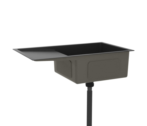 vidaXL virtuves izlietne, nerūsējošs tērauds, melna