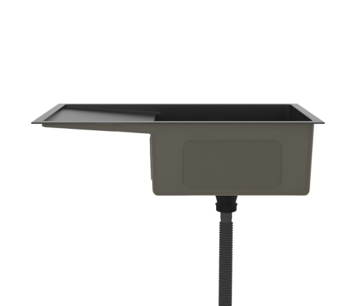 vidaXL virtuves izlietne, nerūsējošs tērauds, melna