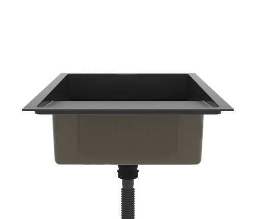 vidaXL virtuves izlietne, nerūsējošs tērauds, melna