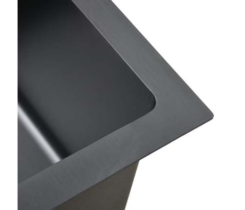 vidaXL virtuves izlietne, nerūsējošs tērauds, melna