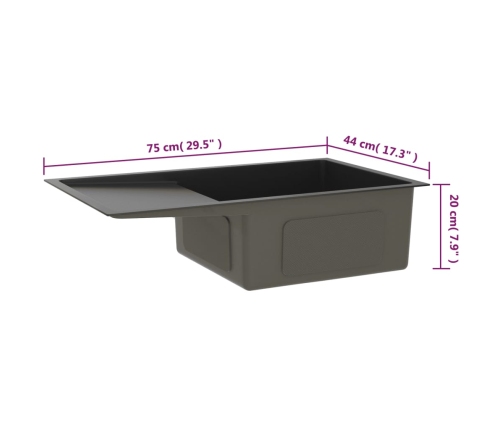 vidaXL virtuves izlietne, nerūsējošs tērauds, melna