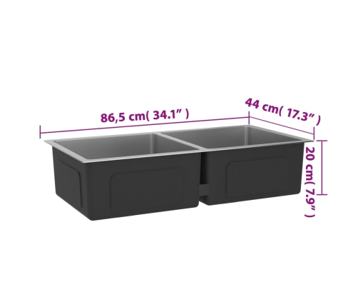 vidaXL virtuves izlietne, nerūsējošs tērauds