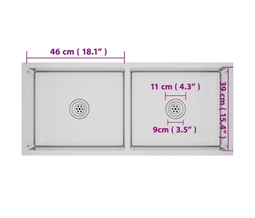 vidaXL virtuves izlietne, nerūsējošs tērauds