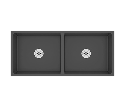 vidaXL virtuves izlietne, nerūsējošs tērauds, melna