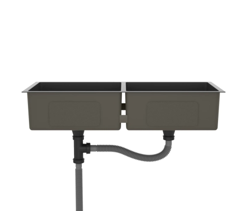 vidaXL virtuves izlietne, nerūsējošs tērauds, melna