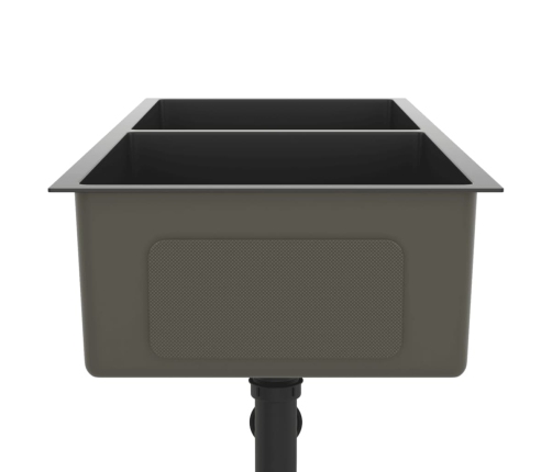 vidaXL virtuves izlietne, nerūsējošs tērauds, melna