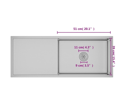 vidaXL virtuves izlietne, nerūsējošs tērauds