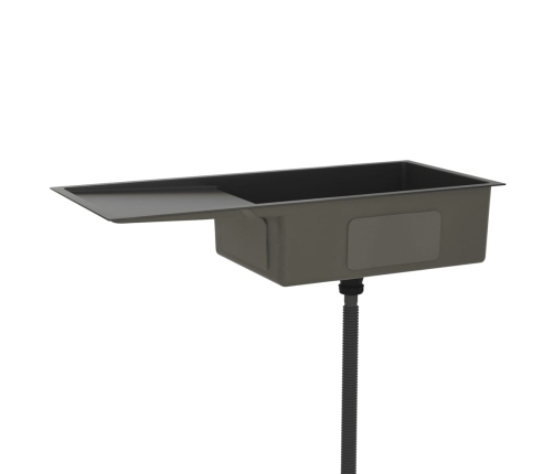 vidaXL virtuves izlietne, nerūsējošs tērauds, melna