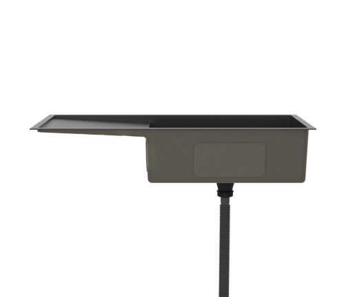 vidaXL virtuves izlietne, nerūsējošs tērauds, melna