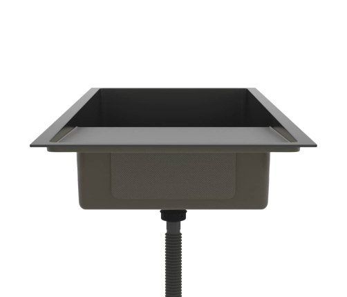 vidaXL virtuves izlietne, nerūsējošs tērauds, melna