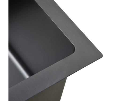 vidaXL virtuves izlietne, nerūsējošs tērauds, melna