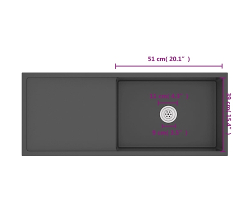 vidaXL virtuves izlietne, nerūsējošs tērauds, melna