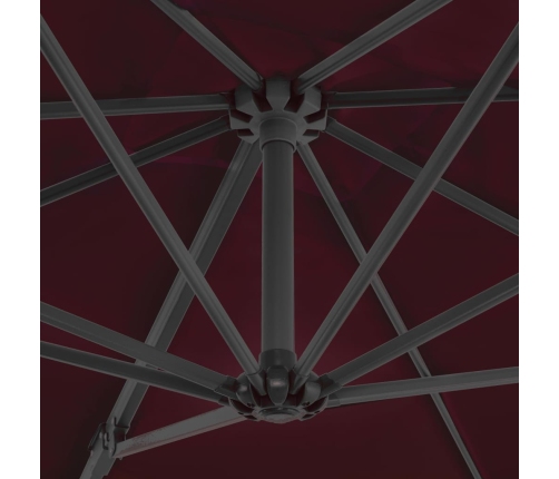 vidaXL dārza saulessargs ar alumīnija kātu, 250x250 cm, bordo sarkans