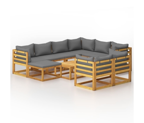 10-Daļīgs Dārza Atpūtas Mēbeļu Komplekts Ar Matračiem, Akācija Vidaxl