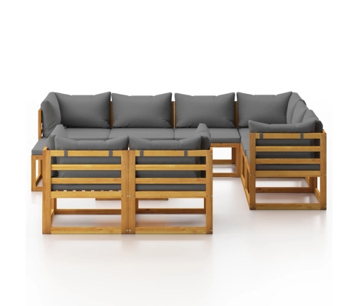 10-Daļīgs Dārza Atpūtas Mēbeļu Komplekts Ar Matračiem, Akācija Vidaxl