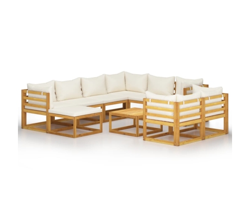 10-Daļīgs Dārza Atpūtas Mēbeļu Komplekts Ar Matračiem, Akācija Vidaxl