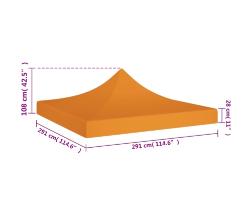 vidaXL dārza nojumes jumts, 3x3 m, oranžs, 270 g/m²