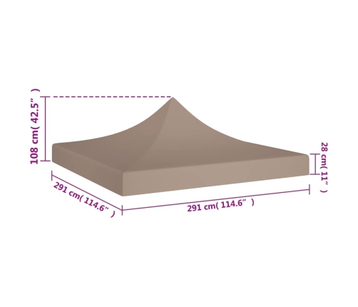 vidaXL dārza nojumes jumts, 3x3 m, pelēkbrūns, 270 g/m²