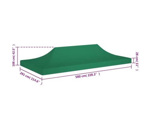 vidaXL dārza nojumes jumts, 6x3 m, zaļš, 270 g/m²