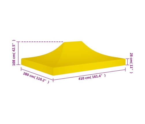 vidaXL dārza nojumes jumts, 4x3 m, dzeltens, 270 g/m²