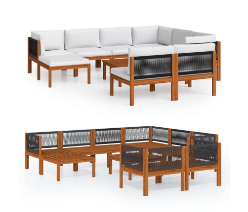 10-Daļīgs Dārza Atpūtas Mēbeļu Komplekts Ar Matračiem, Akācija Vidaxl